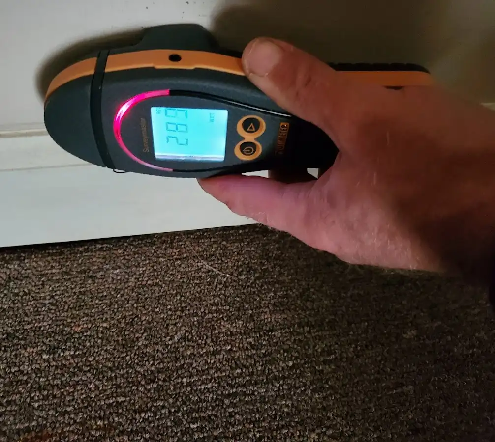 Moisture detection at baseboard during Burst Pipe Cleanup in San Angelo